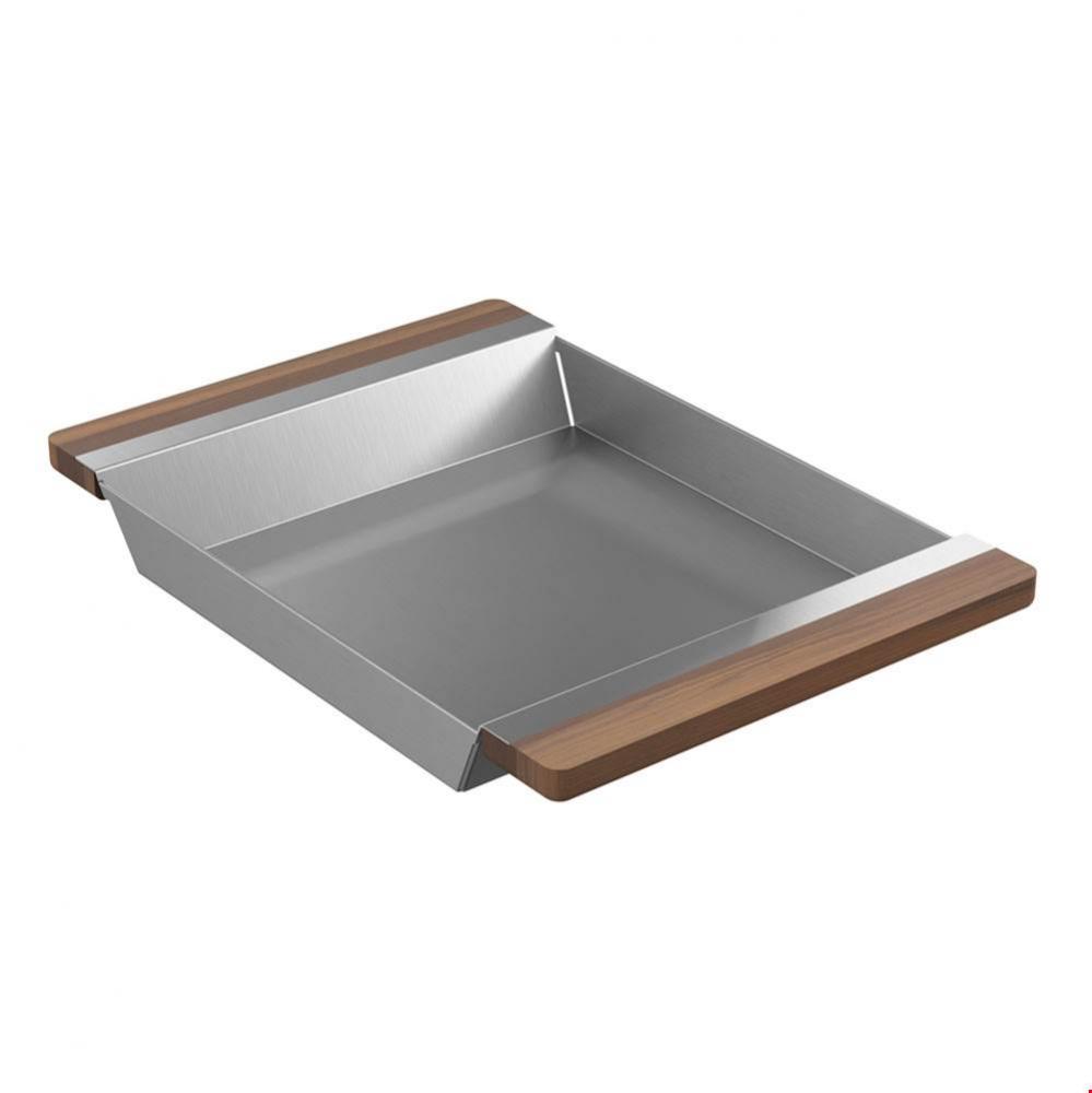 Tray For Fira Sink W/Ledge, Walnut Handles, 12X17-1/4X2-1/4