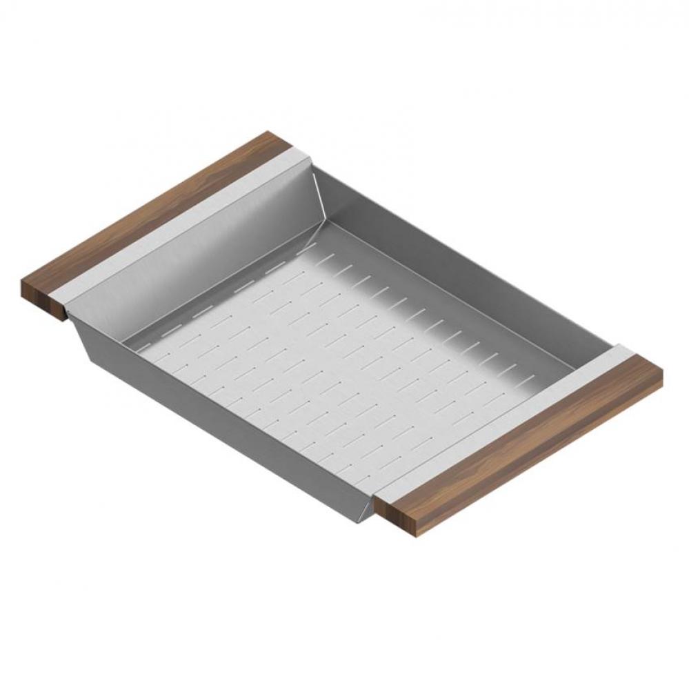 Colander For 18In Sink, Walnut Handles, 12X19X2-1/4