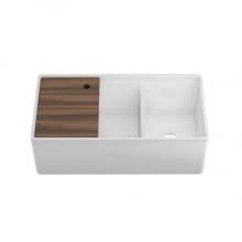 Home Refinements by Julien 103619 - Fira Sink W/ Ledge Under., White, Double Unequal 36X19X11-1/2