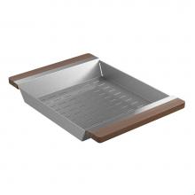 Home Refinements by Julien 205040 - Colander For Fira Sink W/Ledge, Walnut Handles, 12X17-1/4X2-1/4