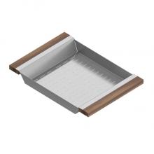 Home Refinements by Julien 205229 - Colander For 16In Sink, Walnut Handles, 12X17X2-1/4