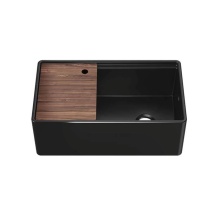 Home Refinements by Julien 093320 - Fira sink w/ ledge, under. w/ reversible apron, single 33X19X11-1/2, Matte black