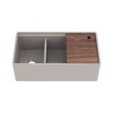 Home Refinements by Julien 103621 - Fira sink w/ledge under. apron, double unequal 36X19X11-1/2, Matte Taupe