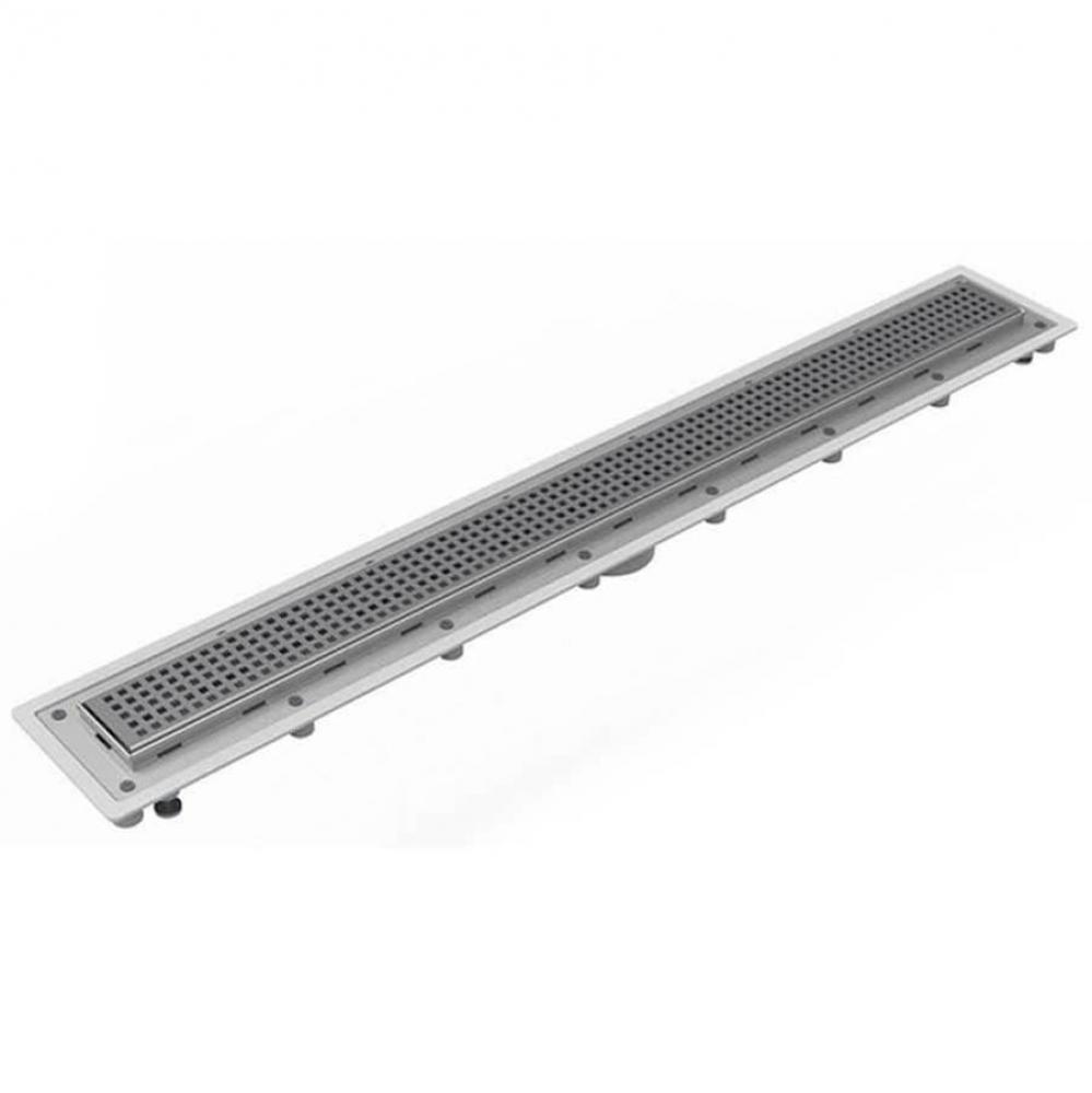 42'' Complete Universal Infinity Drain™ Kit with PVC Channel and Squares Pattern Grate