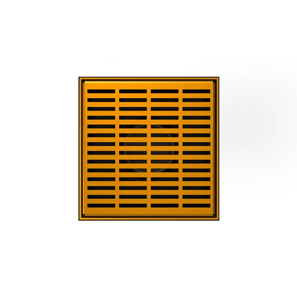 5'' x 5'' LND 5 Slotted Pattern Complete Kit in Polished Gold with PVC Drain B