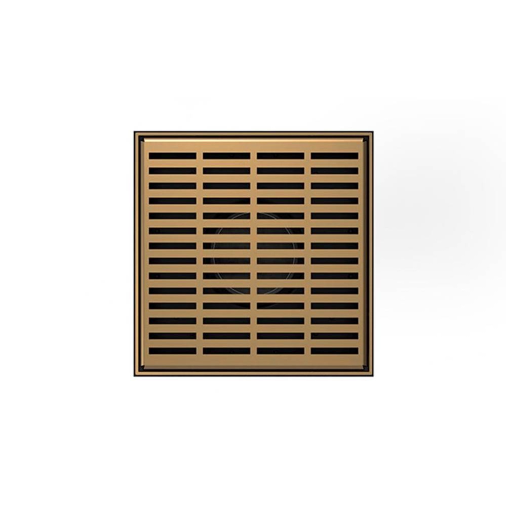 5'' x 5'' LND 5 Slotted Pattern Complete Kit in Satin Champagne with PVC Drain