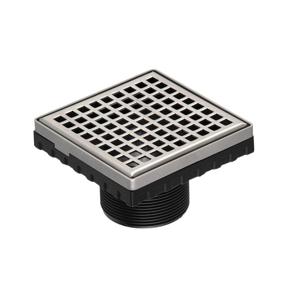 4''x4'' LQ4 Squares Pattern Strainer-2'' Throat in Satin Stainless