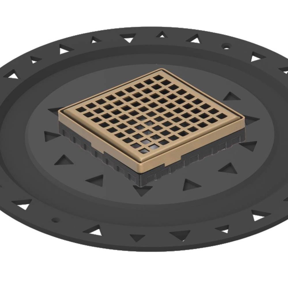 4'' x 4'' LQD 4 Squares Pattern Complete Kit in Satin Bronze with ABS Bonded F