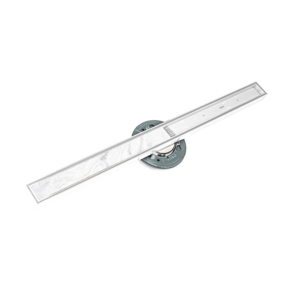 96'' S-Stainless Steel Series High Flow Complete Kit with Tile Insert Frame in Matte Whi