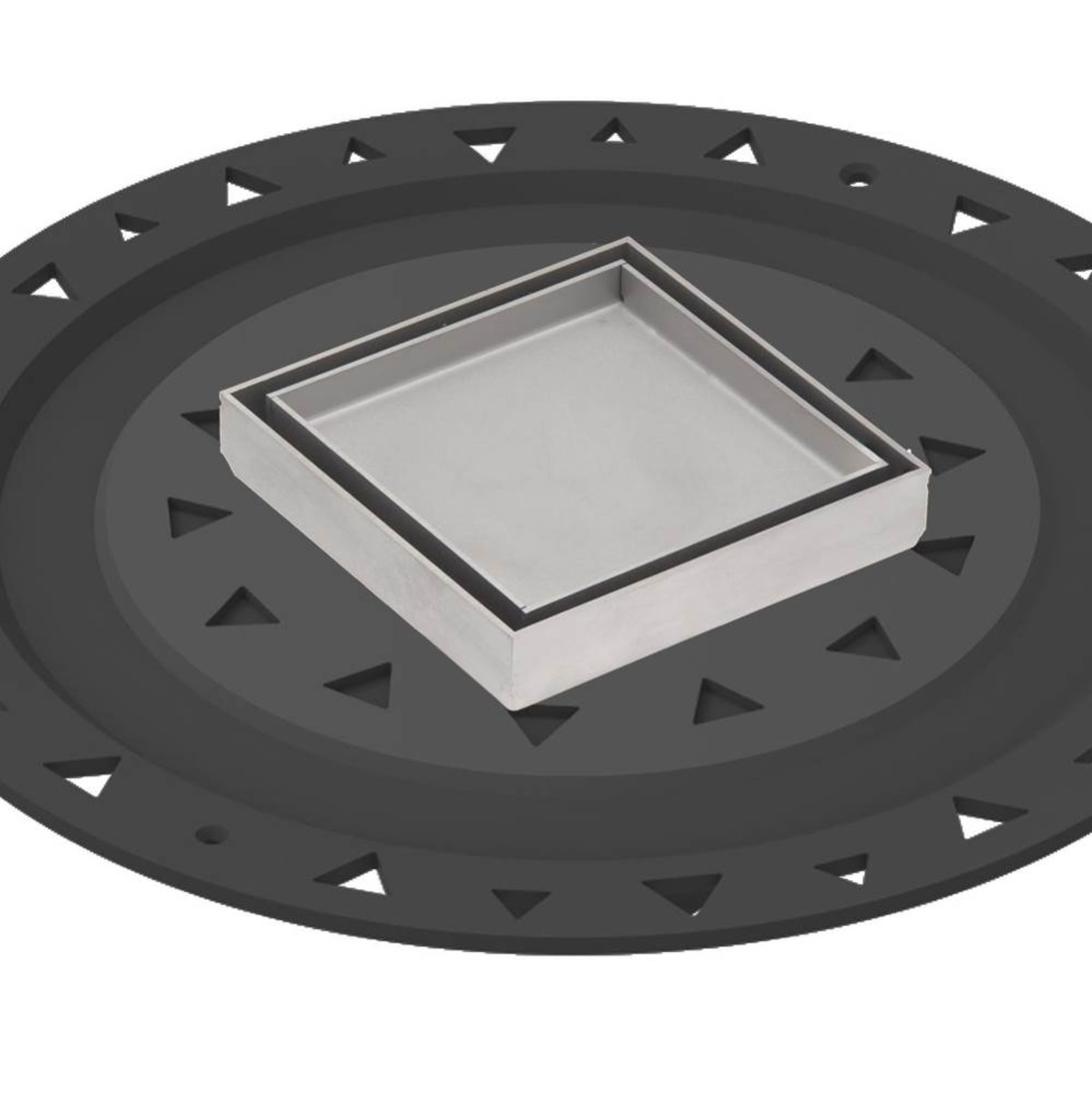 4'' x 4'' Tile Drain Strainer in Satin Stainless with ABS Bonded Flange Drain
