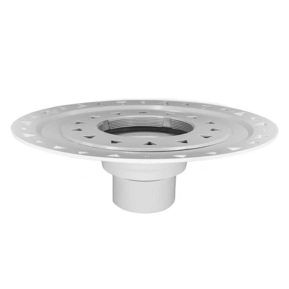 Bonded Flange PVC Drain 4'' Throat, 2'', 3'', and 4'' Outl