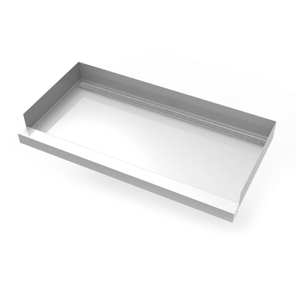 30''x 60'' Stainless Steel Shower Base with Back Wall Wedge Wire Linear Drain