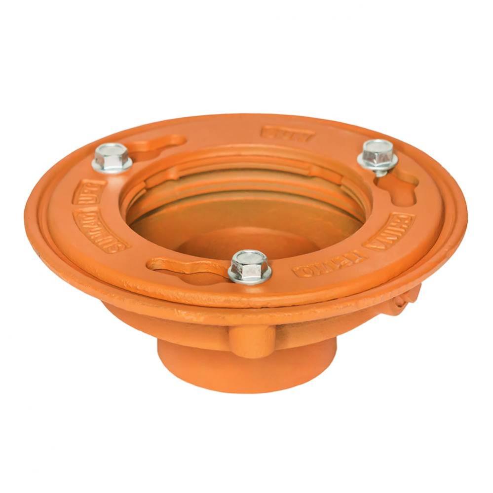 Clamp Down Drain Cast Iron 4'' Throat, 3'' No Hub Outlet
