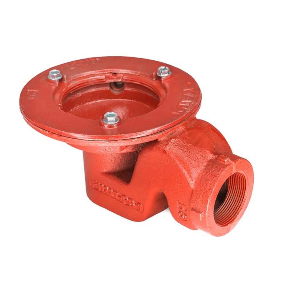Clamp Down Drain Cast Iron, Integral Trap 4'' Throat, 2'' Threaded Side Outlet