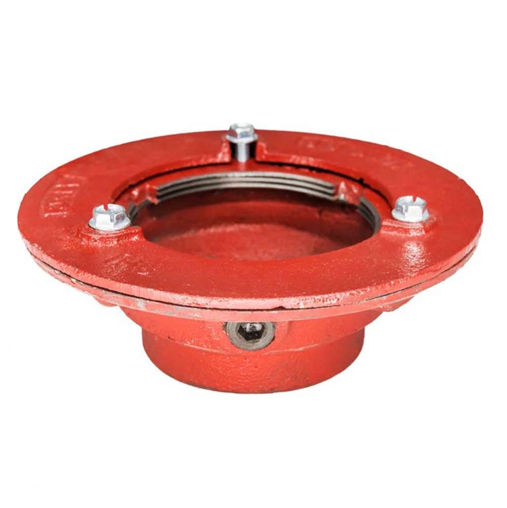 Compact Clamp Down Drain Cast Iron  4'' throat, 3'' threaded outlet