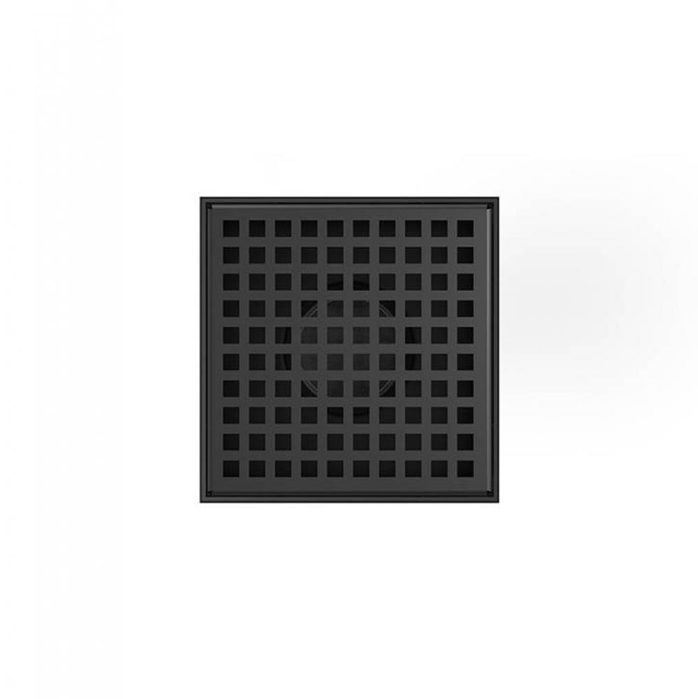 5'' x 5'' LQD 5 Squares Pattern Complete Kit in Matte Black with ABS Drain Bod