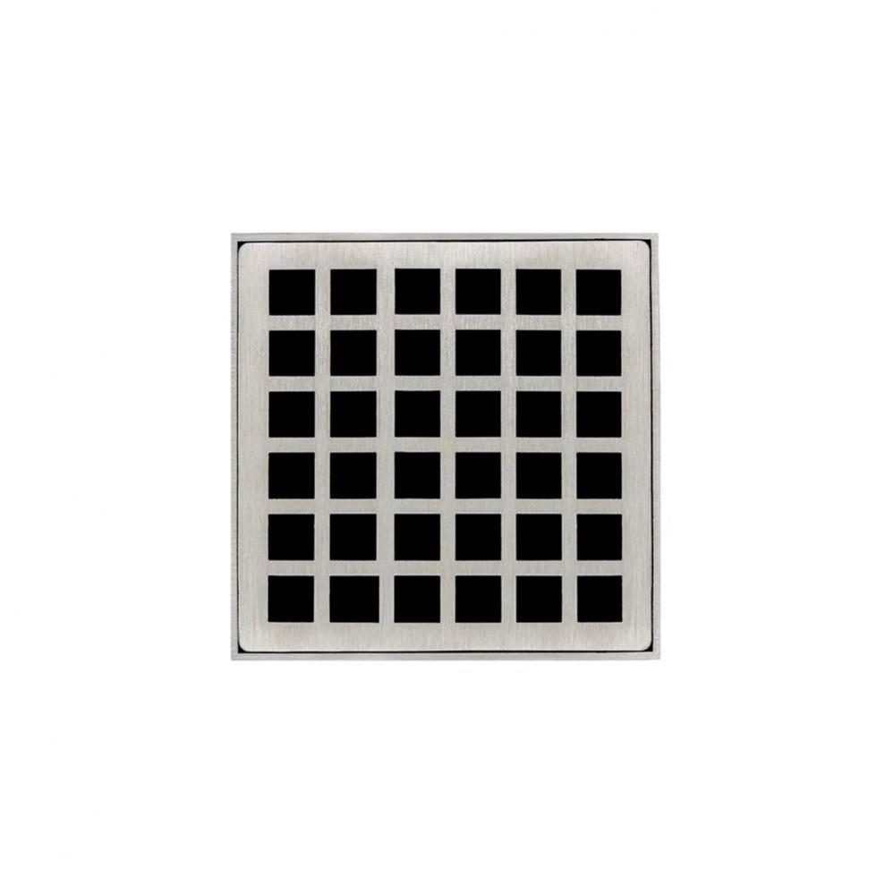 4'' x 4'' QD 4 Complete Kit with Squares Pattern Decorative Plate in Satin Sta