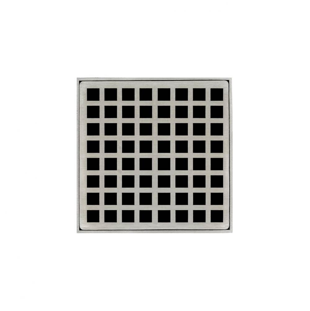 5'' x 5'' QD 5 Complete Kit with Squares Pattern Decorative Plate in Satin Sta