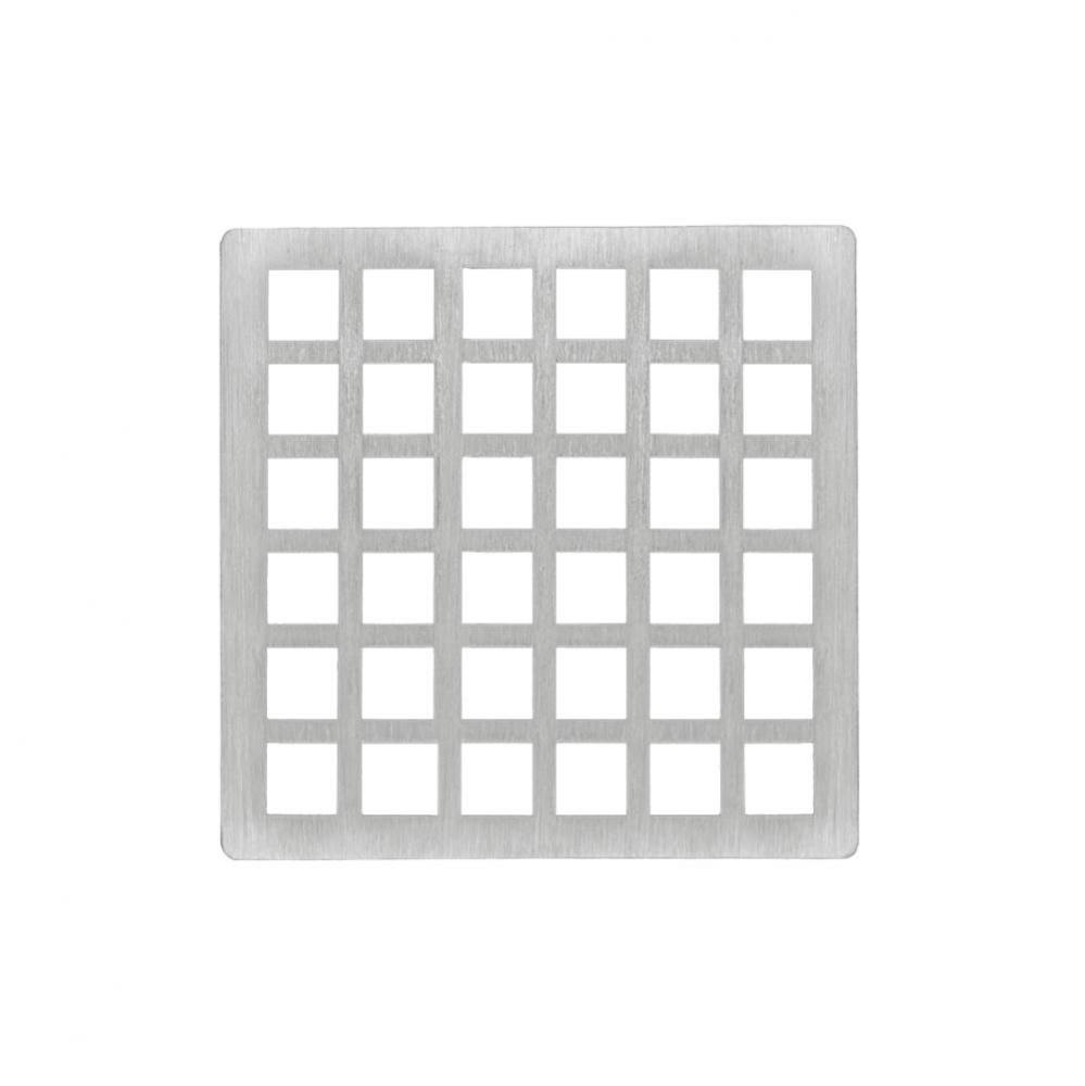 4'' x 4'' Squares Pattern Decorative Plate for Q 4, QD 4, QDB 4 in Satin Stain