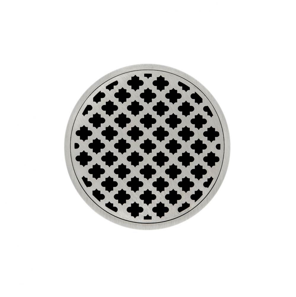 5'' Round Strainer with Moor Pattern Decorative Plate and 2'' Throat in Satin