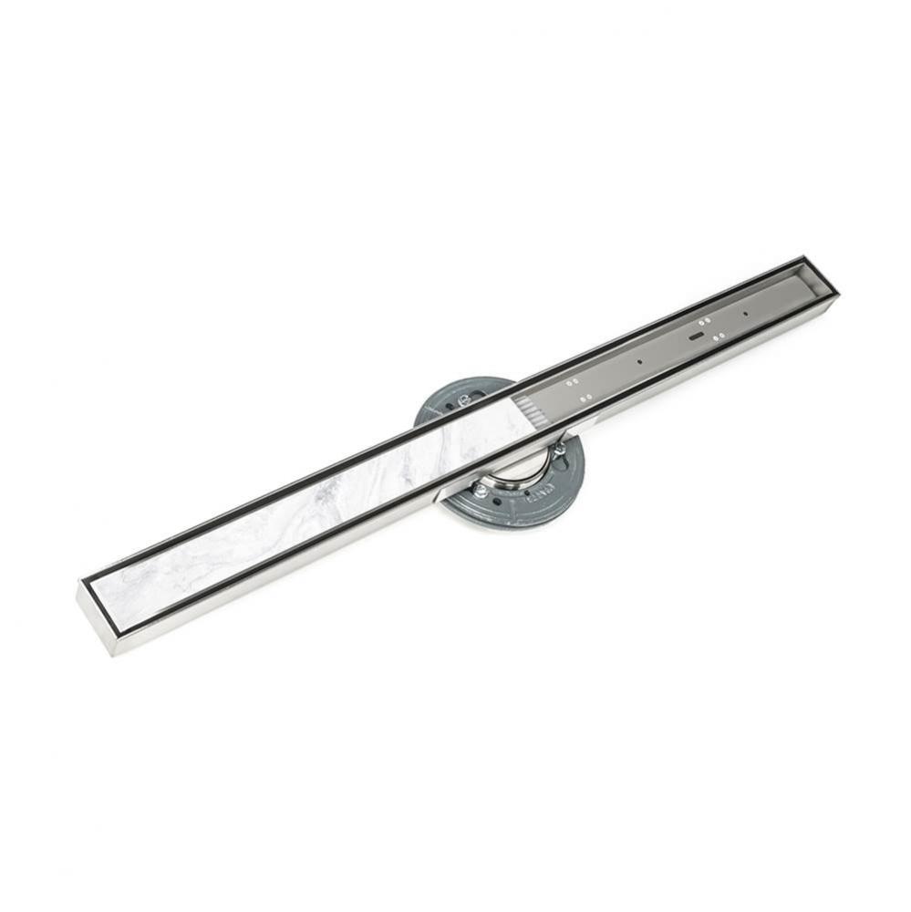 96'' S-Stainless Steel Series High Flow Complete Kit with Tile Insert Frame in Satin Sta