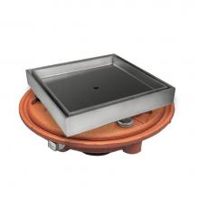 Infinity Drain TD 20-2I SS - 8''x 8'' TD 20 Tile Insert Complete Kit in Satin Stainless with Cast Iron Drai