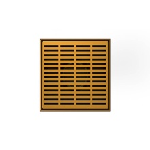 Infinity Drain LND5 BS PB - 5'' x 5'' LND 5 Slotted Pattern Complete Kit in Polished Brass with Stainless