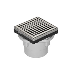 Infinity Drain LQD4-2P SS - 4'' x 4'' LQD 4 Squares Pattern Complete Kit in Satin Stainless with PVC Drain