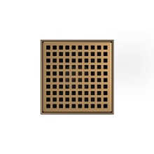 Infinity Drain LQD5-2P SC - 5'' x 5'' LQD 5 Squares Pattern Complete Kit in Satin Champagne with PVC Drain