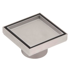 Infinity Drain T 4 SS - 4'' x 4'' Tile Drain Strainer with 2'' Throat in Satin Stainless