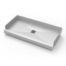 Infinity Drain BCC-3060NS-SS - 30''x 60'' Stainless Steel Shower Base with Lines Pattern Center Drain locatio