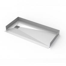 Infinity Drain BCL-H-3060NS-SS - 30''x 60'' Curbless Stainless Steel Shower Base with Lines Pattern Left Drain