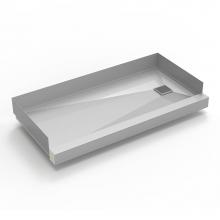 Infinity Drain BCR-3060NS-SS - 30''x 60'' Stainless Steel Shower Base with Lines Pattern Right Drain location