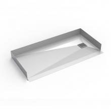 Infinity Drain BCR-H-3060NS-SS - 30''x 60'' Curbless Stainless Steel Shower Base with Lines Pattern Right Drain