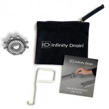 Infinity Drain HMK-T - Hair Maintenance Kit. Includes maintenance guide, AKEY Lift-out key, and HS 2 Hair Strainer.