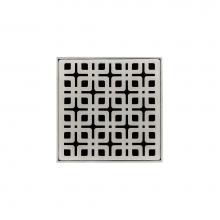 Infinity Drain K 4 SS - 4'' x 4'' Strainer with Link Pattern Decorative Plate and 2'' Throat