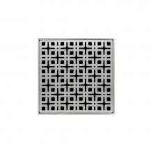 Infinity Drain K 5 SS - 5'' x 5'' Strainer with Link Pattern Decorative Plate and 2'' Throat