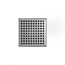 Infinity Drain LQD5-2H SS - 5'' x 5'' LQD 5 Squares Pattern Complete Kit in Satin Stainless with Cast Iron