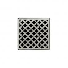 Infinity Drain M 4 SS - 4'' x 4'' Strainer with Moor Pattern Decorative Plate and 2'' Throat