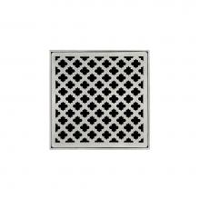 Infinity Drain M 5 SS - 5'' x 5'' Strainer with Moor Pattern Decorative Plate and 2'' Throat