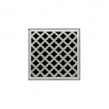 Infinity Drain MD 5-3A SS - 5'' x 5'' MD 5 High Flow Complete Kit with Moor Pattern Decorative Plate in Sa