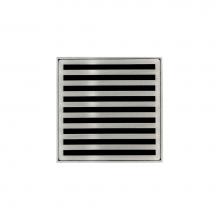 Infinity Drain N 4 SS - 4'' x 4'' Strainer with Lines Pattern Decorative Plate and 2'' Throa