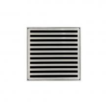 Infinity Drain N 5 SS - 5'' x 5'' Strainer with Lines Pattern Decorative Plate and 2'' Throa