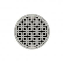 Infinity Drain RK 5 SS - 5'' Round Strainer with Link Pattern Decorative Plate and 2'' Throat in Satin