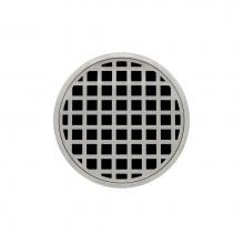 Infinity Drain RQD 5-2A SS - 5'' Round RQD 5 Complete Kit with Squares Pattern Decorative Plate in Satin Stainless wi