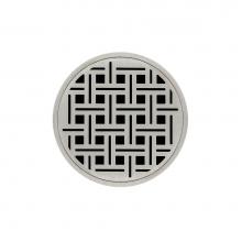 Infinity Drain RV 5 SS - 5'' Round Strainer with Weave Pattern Decorative Plate and 2'' Throat in Satin