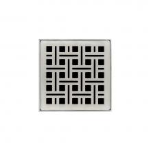 Infinity Drain V 4 SS - 4'' x 4'' Strainer with Weave Pattern Decorative Plate and 2'' Throa