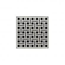 Infinity Drain V 5 SS - 5'' x 5'' Strainer with Weave Pattern Decorative Plate and 2'' Throa