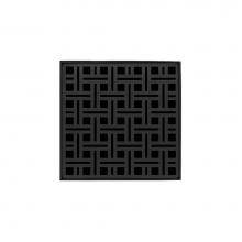 Infinity Drain VD 5-3P BK - 5'' x 5'' VD 5 High Flow Complete Kit with Weave Pattern Decorative Plate in M
