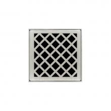 Infinity Drain X 4 SS - 4'' x 4'' Strainer with Criss-Cross Pattern Decorative Plate and 2''
